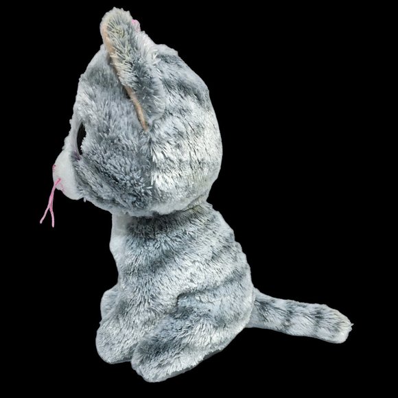 Ty Beanie Boos KIKI Grey Cat Plush Stuffed Animal Toy 6" inch Pink Glitter Eyes - Picture 6 of 8